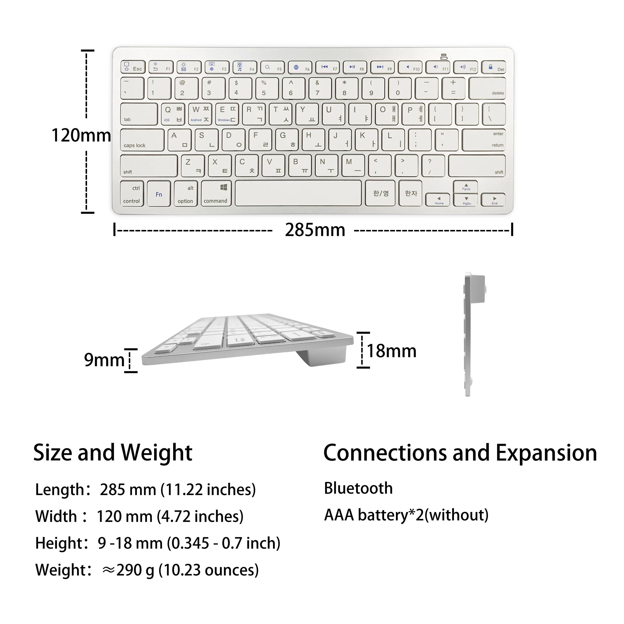 Korean Language Ultra Thin Lightweight Low Noise Keyboards for MacBook Neo/Air/Pro/iPad/iPhone/for Laptop/Computer/Surface